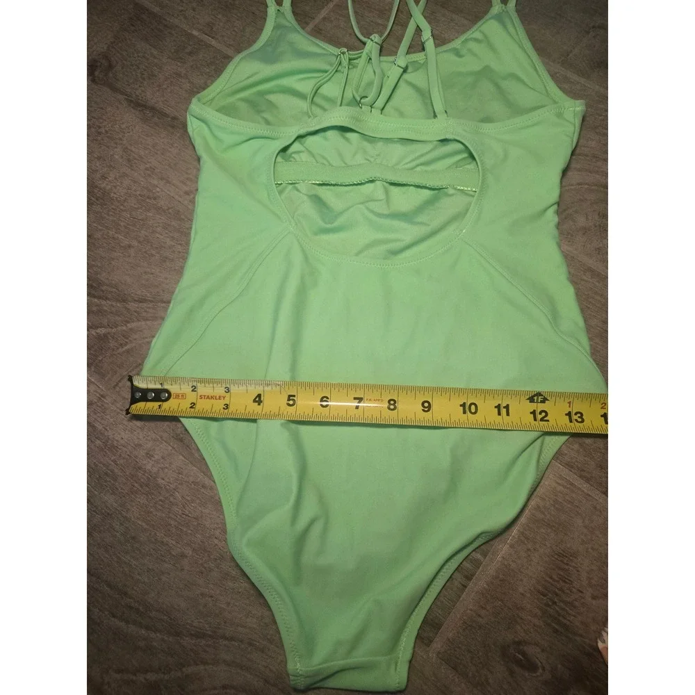 White Birch Mint Green Strappy‎ Back One Piece Swimsuit Size Small Beach Summer